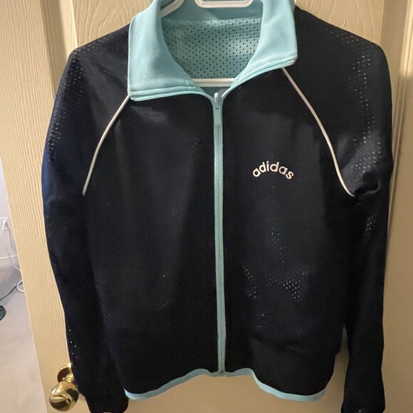 Adidas Original Navy/Light Blue Reversible Jacket Womens Small - Picture 1 of 4